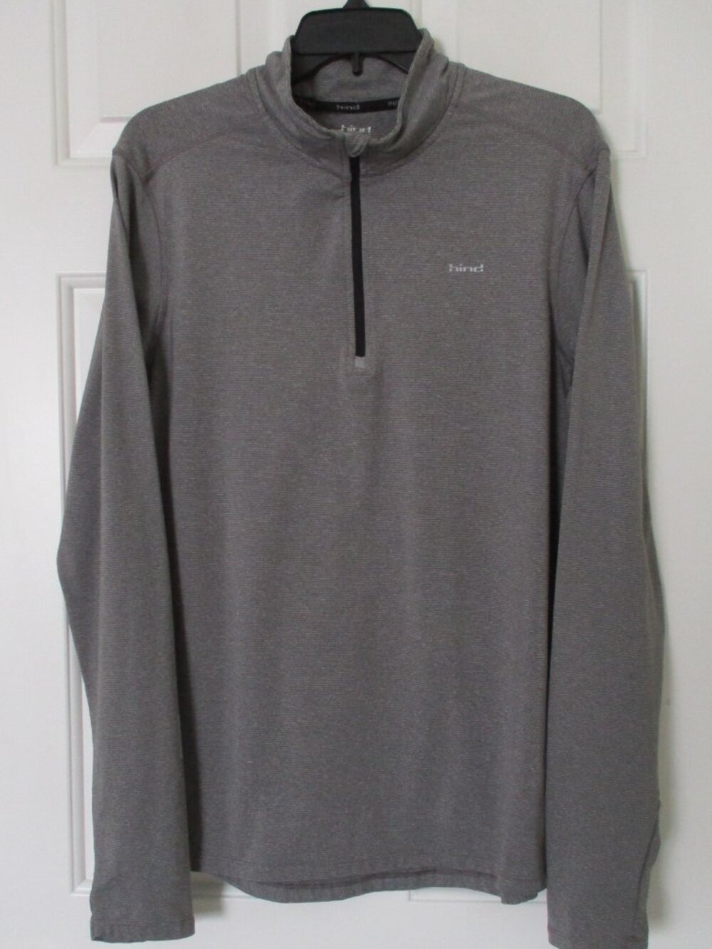 Hind Mens L/S Stretch Gray 1/4 Zip Active Running Top - Size Medium